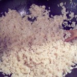 Rice receiving Olive Oil coating Rice receiving olive oil coating